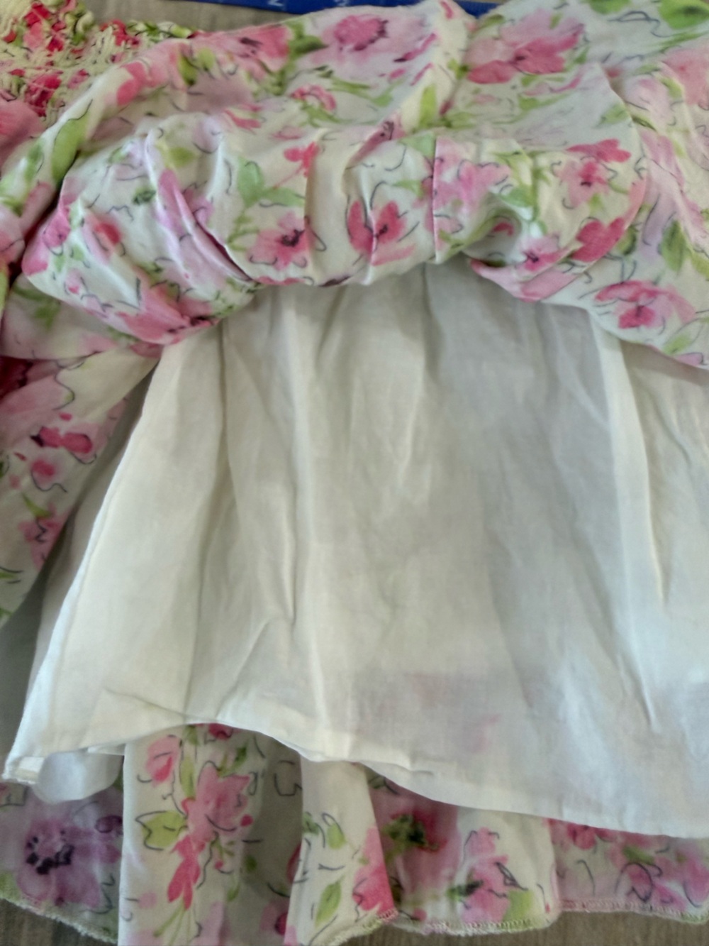 Katie J NYC Pink Floral Smocked Puff Sleeve Top Skirt Set L Bloomingdales - Picture 11 of 11